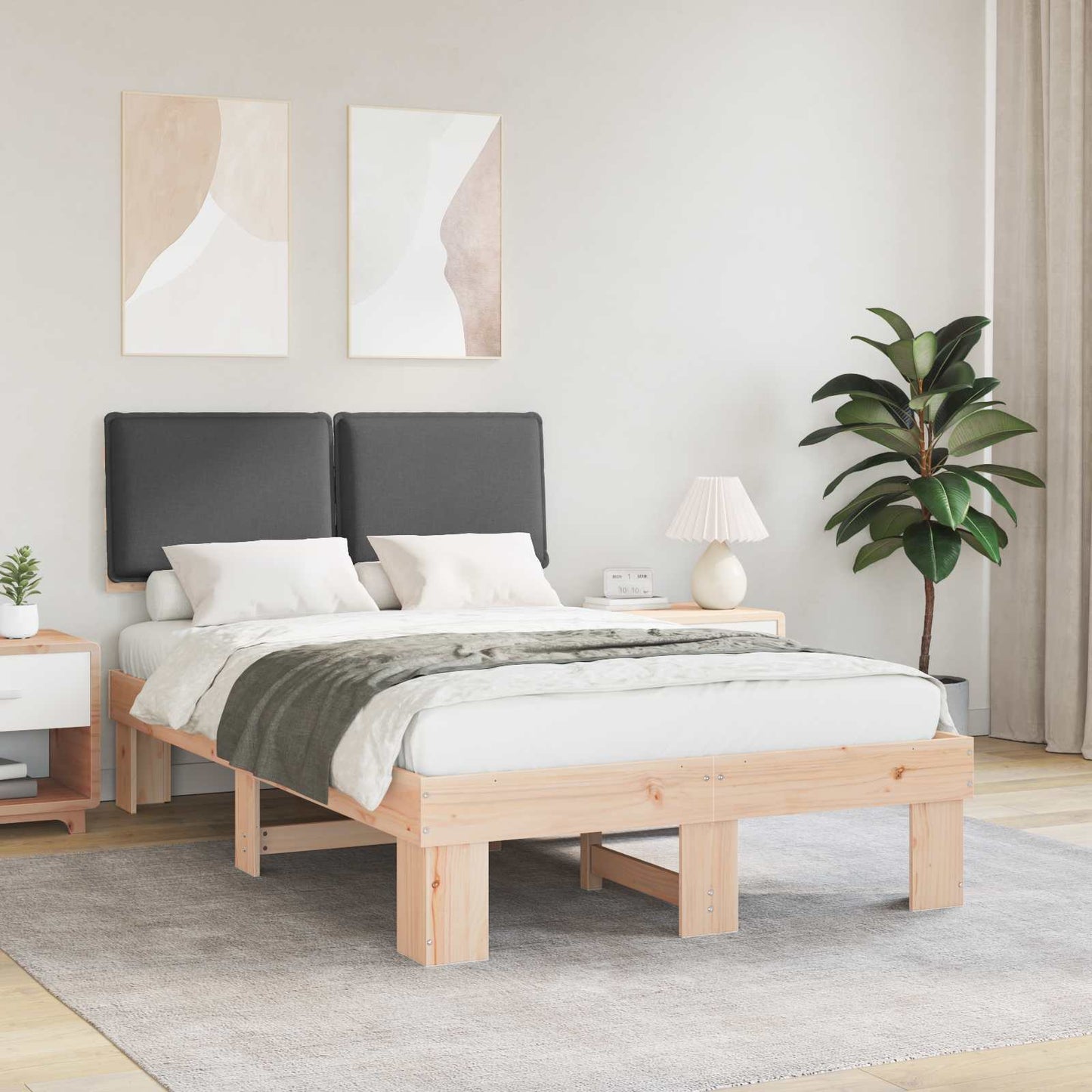 vidaXL Bettgestell mit gepolstertem Kopfteil Dunkelgrau 120 x 190 cm
