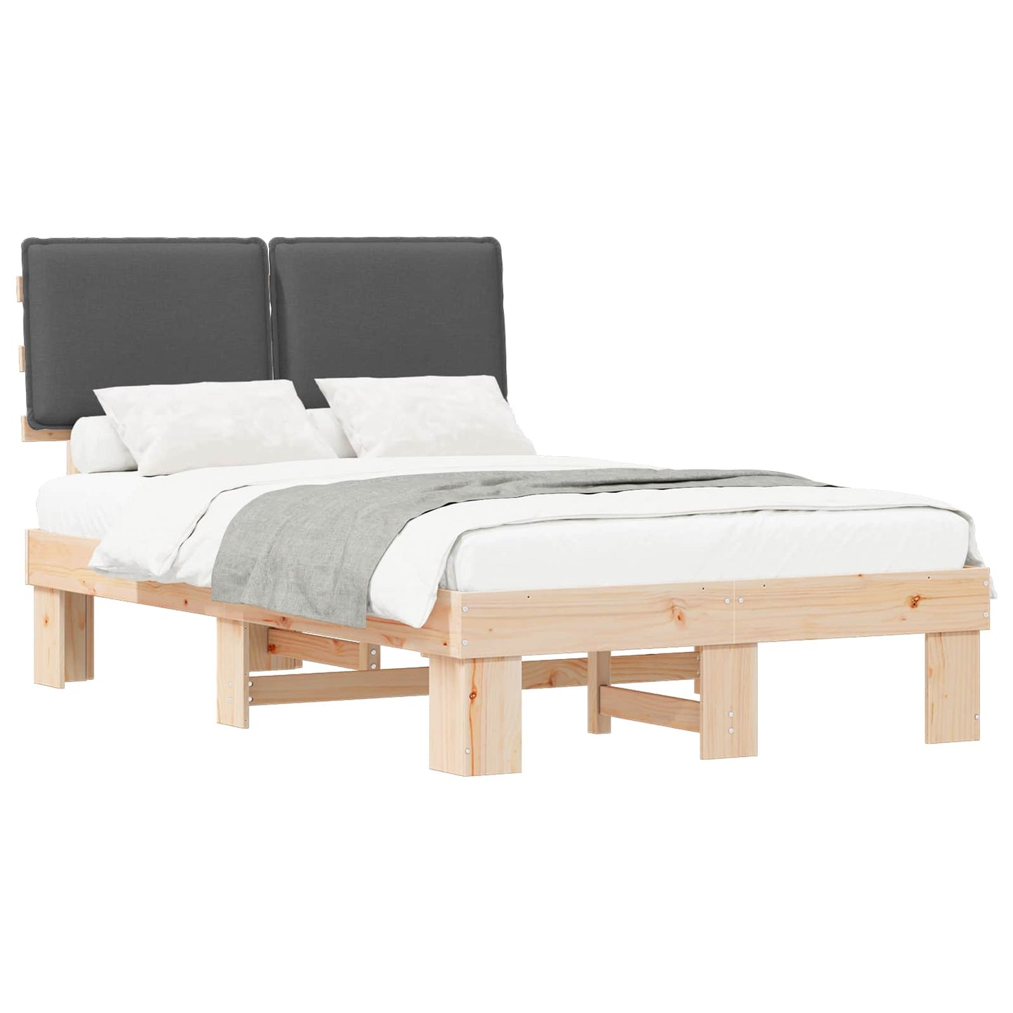 vidaXL Bettgestell mit gepolstertem Kopfteil Dunkelgrau 120 x 190 cm