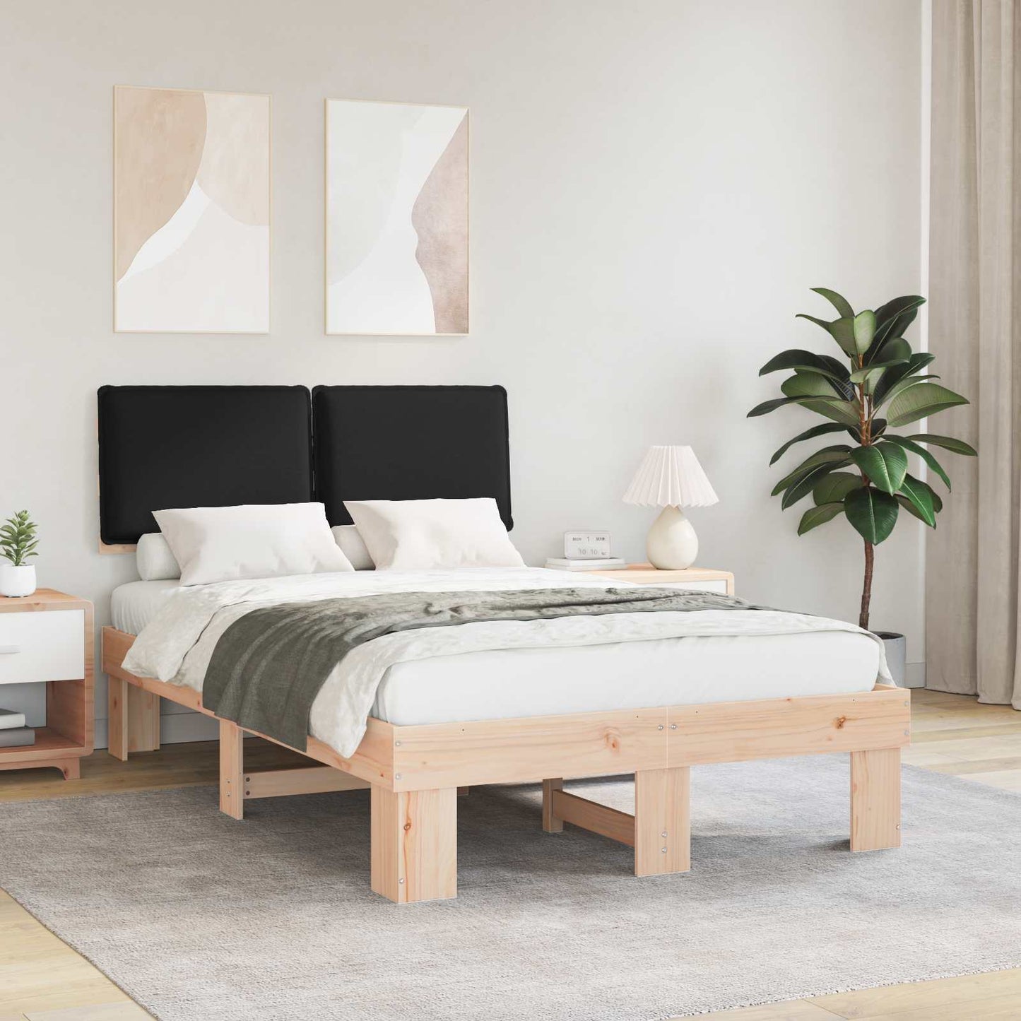 vidaXL Bettgestell mit gepolstertem Kopfteil Schwarz 120 x 190 cm