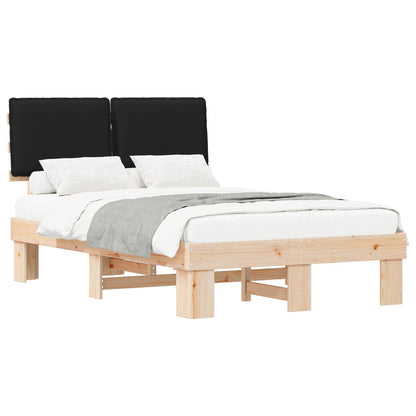 vidaXL Bettgestell mit gepolstertem Kopfteil Schwarz 120 x 190 cm