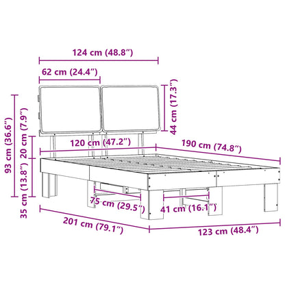 vidaXL Bettgestell mit gepolstertem Kopfteil Hellgrau 120 x 190 cm
