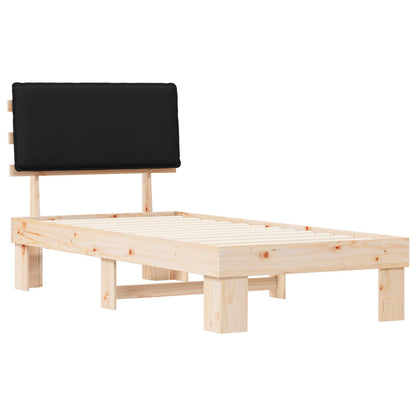 vidaXL Bettgestell mit gepolstertem Kopfteil Schwarz 90 x 200 cm