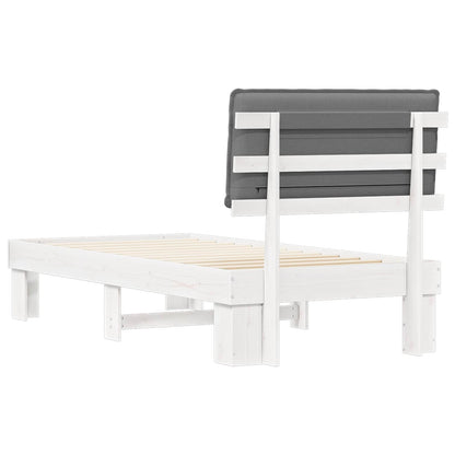 Bettgestell mit gepolstertem Kopfteil Hellgrau 90 x 200 cm