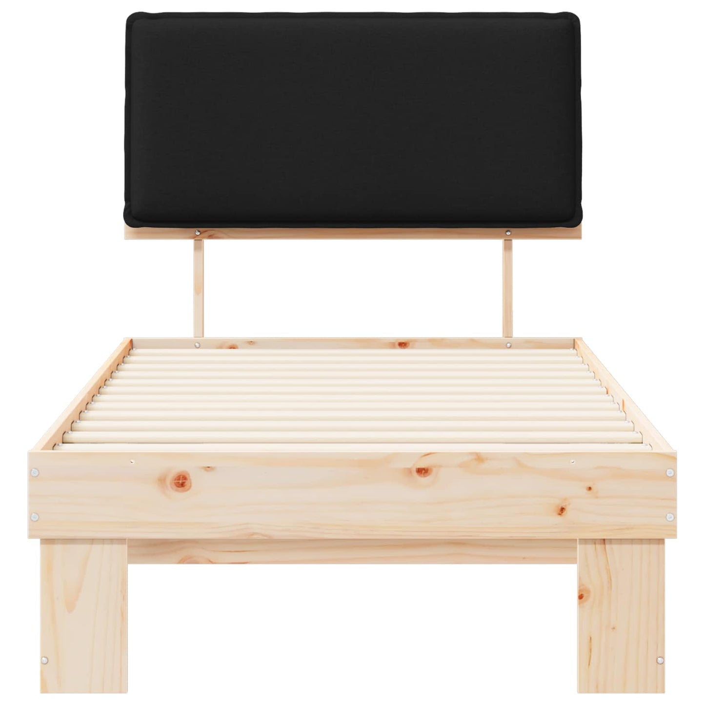 Bettgestell mit gepolstertem Kopfteil Schwarz 90 x 190 cm