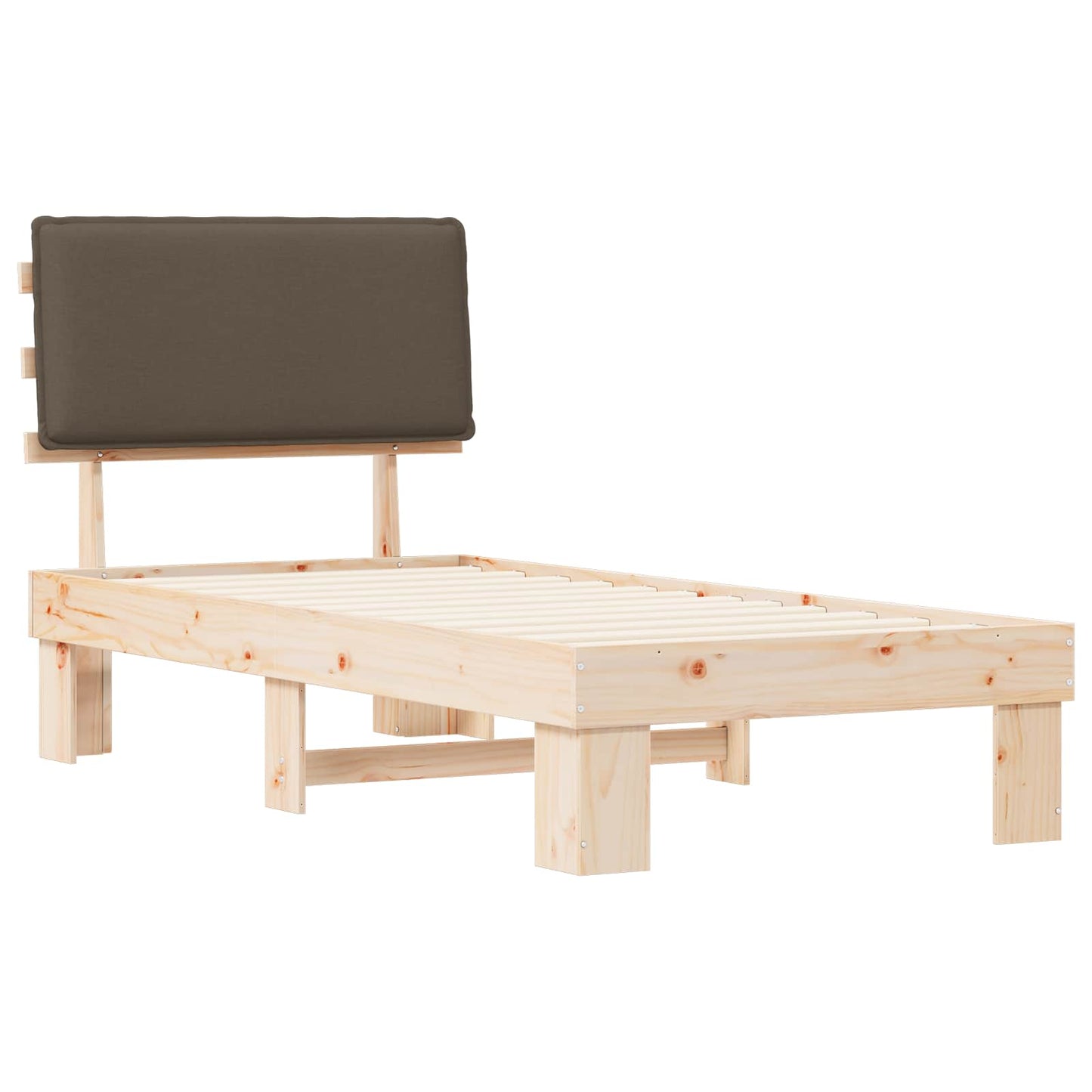 vidaXL Bettgestell mit gepolstertem Kopfteil Taupe 90 x 190 cm