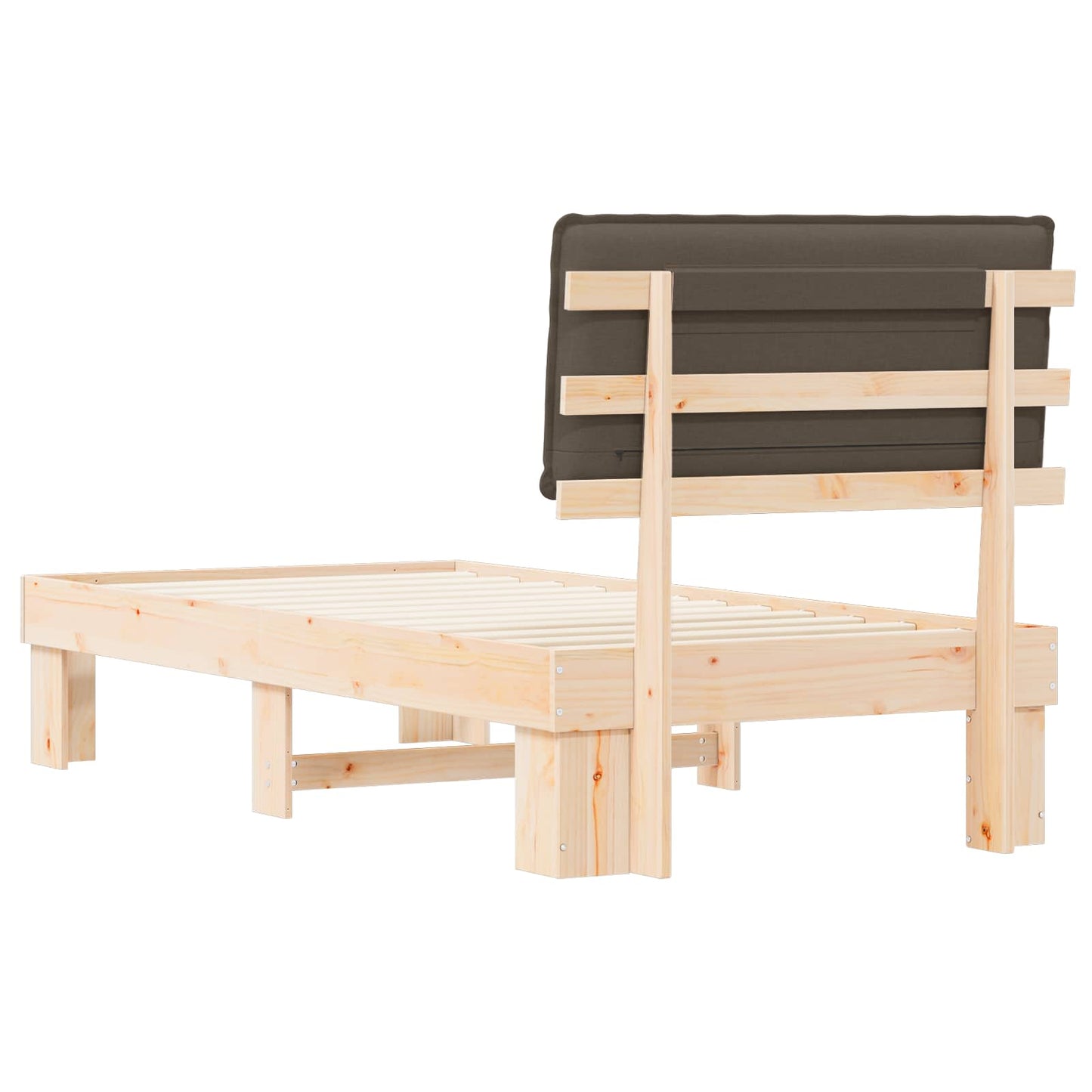 vidaXL Bettgestell mit gepolstertem Kopfteil Taupe 90 x 190 cm