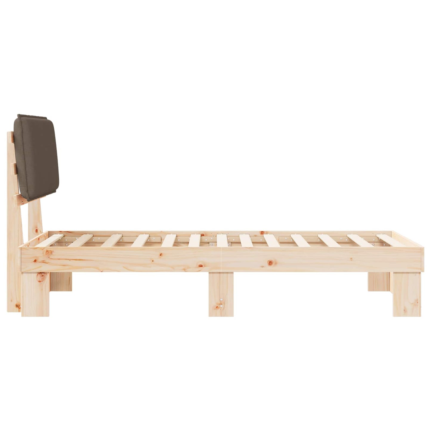 vidaXL Bettgestell mit gepolstertem Kopfteil Taupe 90 x 190 cm