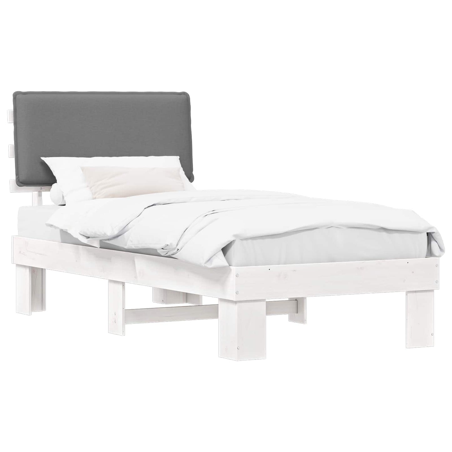 vidaXL Bettgestell mit gepolstertem Kopfteil Hellgrau 90 x 190 cm