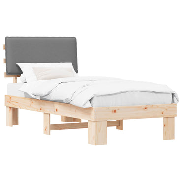 vidaXL Bettgestell mit gepolstertem Kopfteil Hellgrau 75 x 190 cm