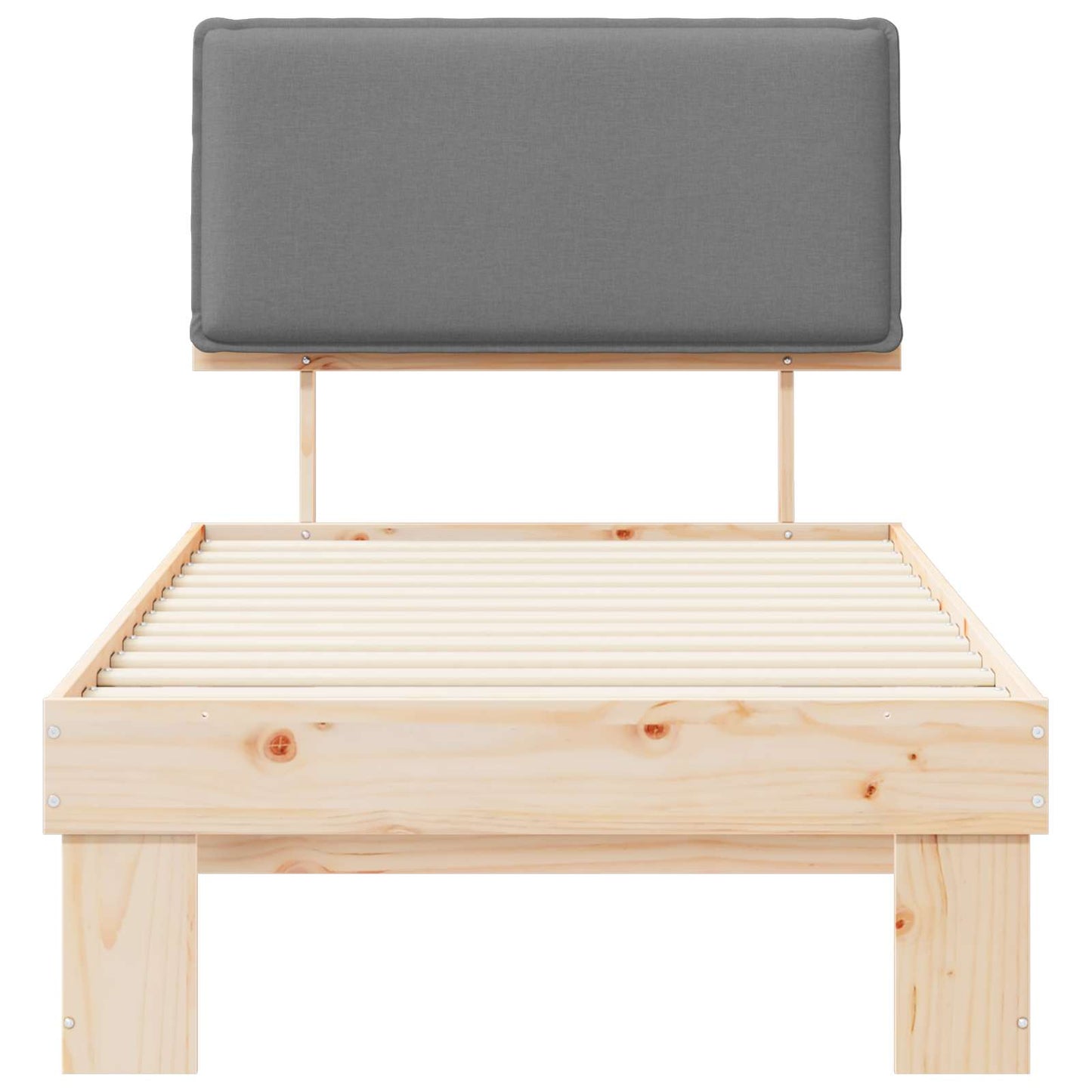 Bettgestell mit gepolstertem Kopfteil Hellgrau 75 x 190 cm