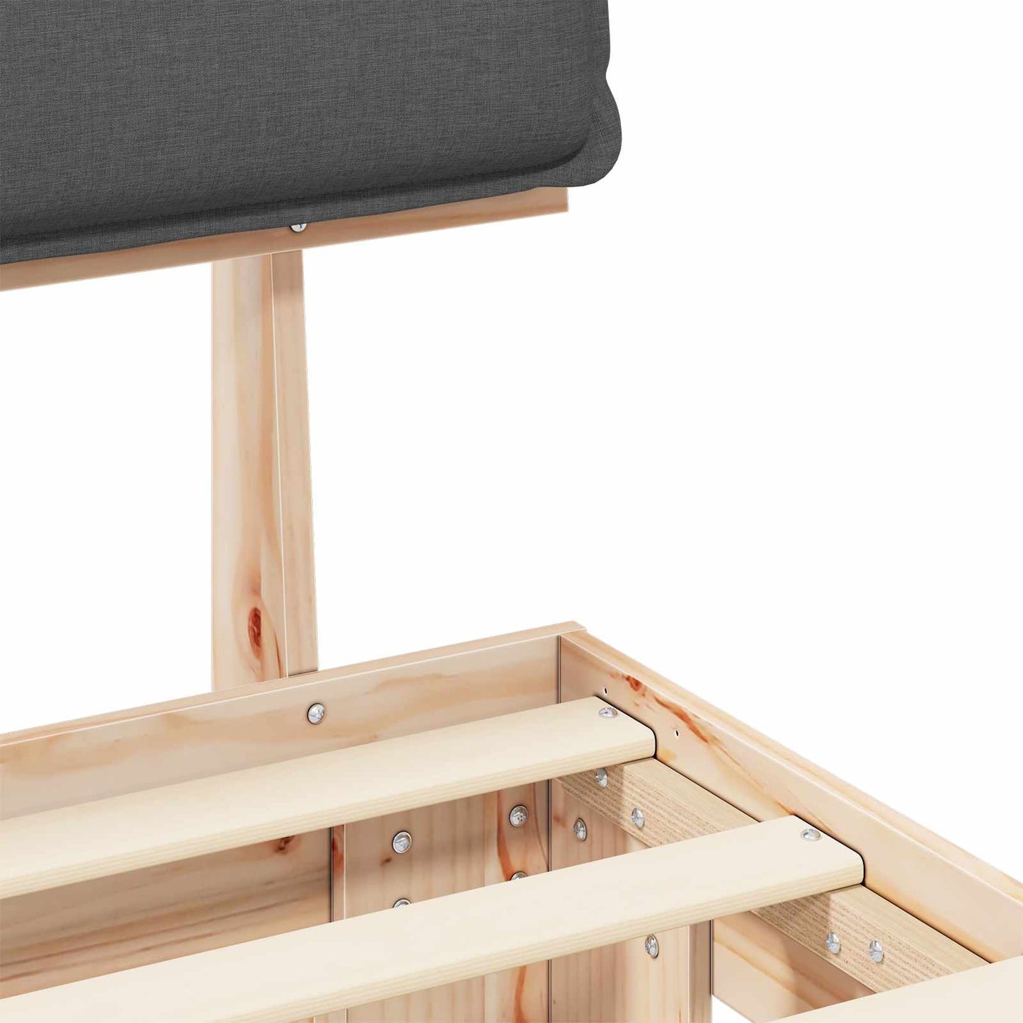 Bettgestell mit gepolstertem Kopfteil Dunkelgrau 75 x 190 cm