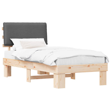 vidaXL Bettgestell mit gepolstertem Kopfteil Dunkelgrau 75 x 190 cm