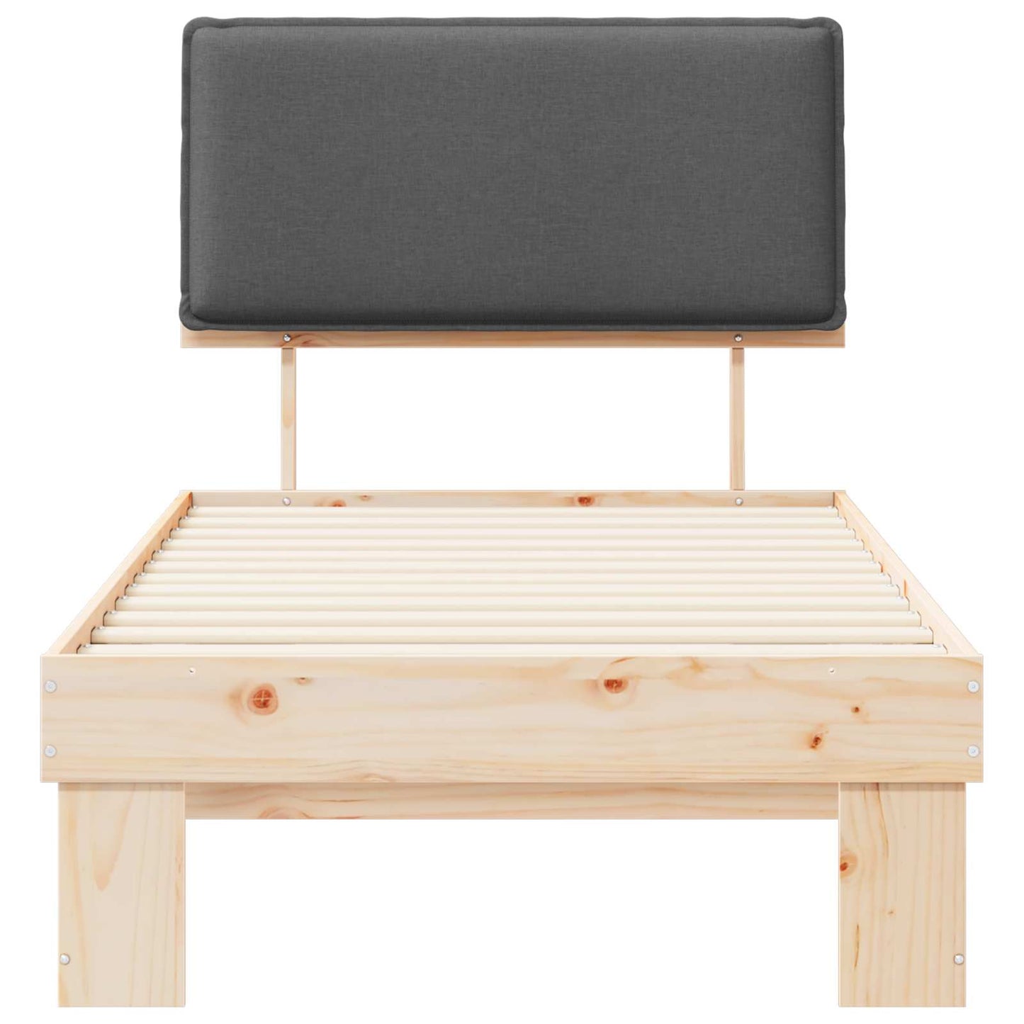 Bettgestell mit gepolstertem Kopfteil Dunkelgrau 75 x 190 cm