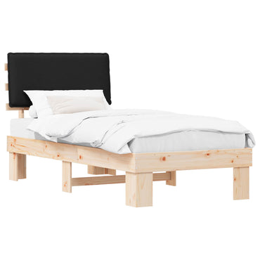 vidaXL Bettgestell mit gepolstertem Kopfteil Schwarz 75 x 190 cm