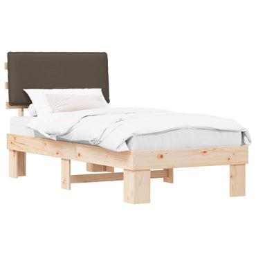 vidaXL Bettgestell mit gepolstertem Kopfteil Taupe 75 x 190 cm