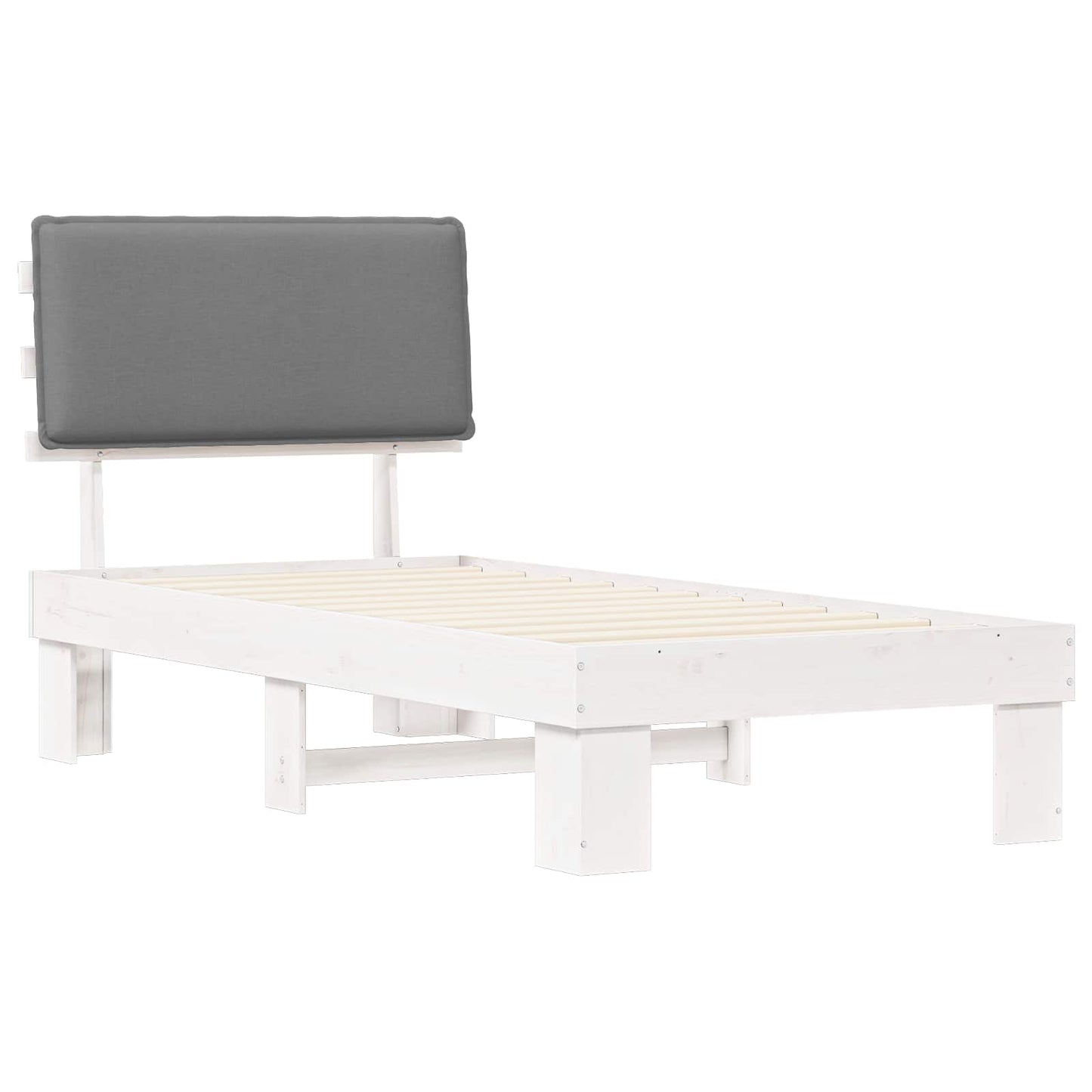 vidaXL Bettgestell mit gepolstertem Kopfteil Hellgrau 75 x 190 cm