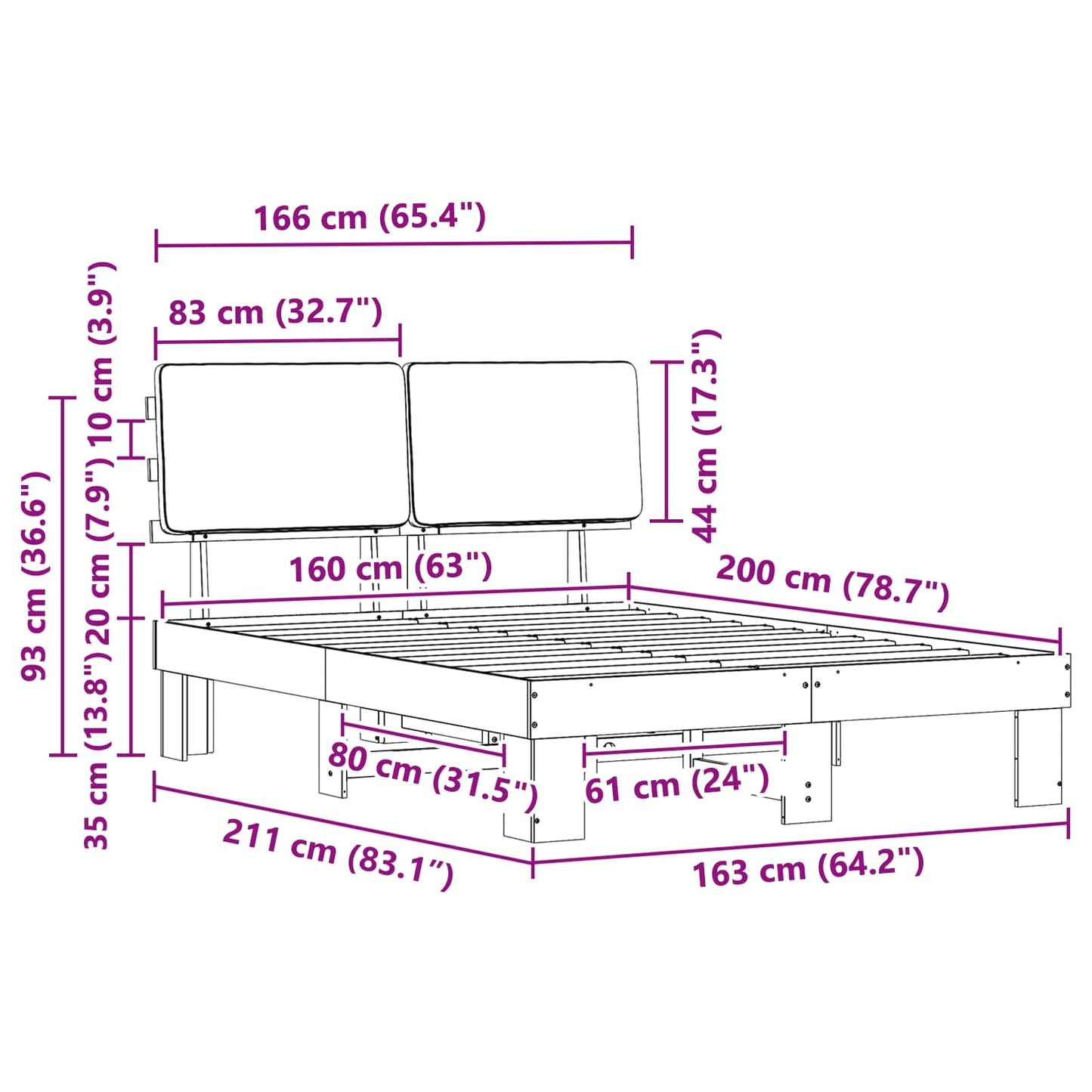 Bettgestell mit gepolstertem Kopfteil Hellgrau 160 x 200 cm