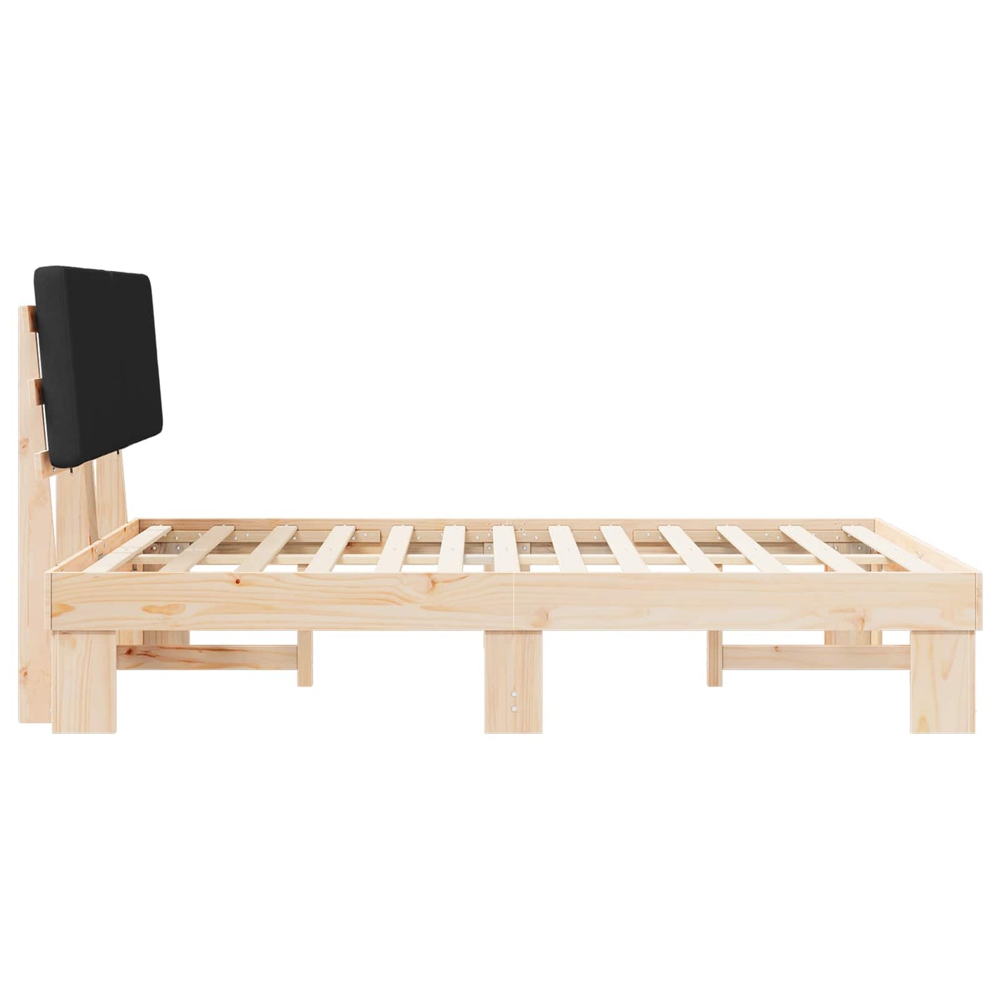 Bettgestell mit gepolstertem Kopfteil Schwarz 140 x 200 cm