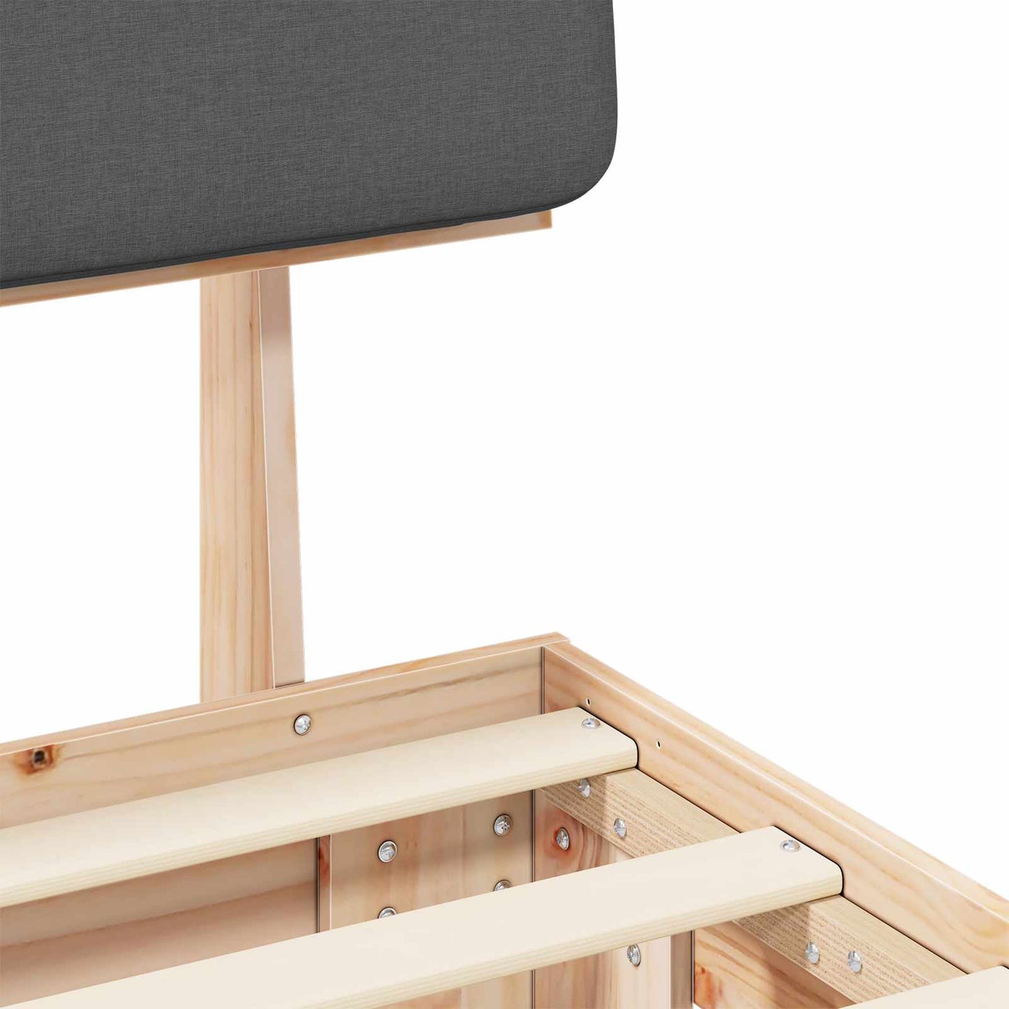 Bettgestell mit gepolstertem Kopfteil Dunkelgrau 135 x 190 cm