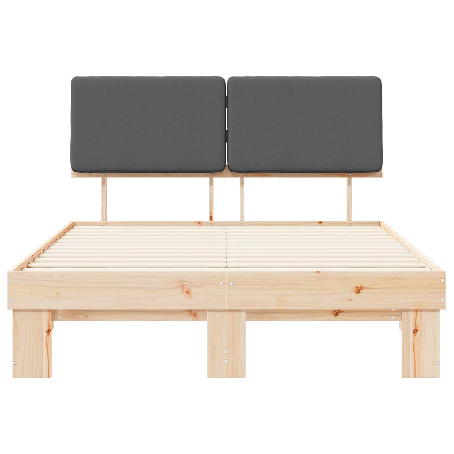 Bettgestell mit gepolstertem Kopfteil Dunkelgrau 135 x 190 cm