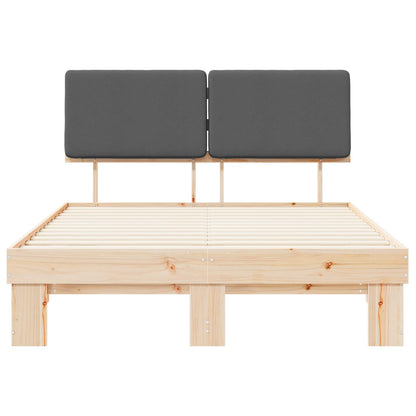 Bettgestell mit gepolstertem Kopfteil Dunkelgrau 135 x 190 cm