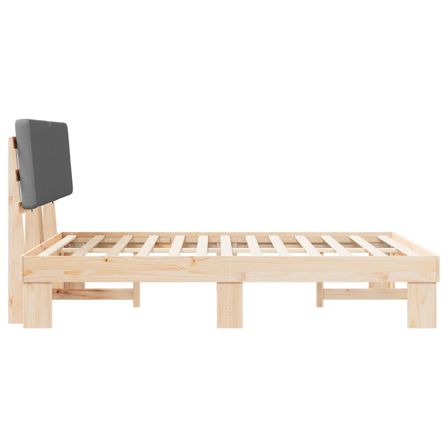 Bettgestell mit gepolstertem Kopfteil Dunkelgrau 135 x 190 cm