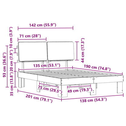 Bettgestell mit gepolstertem Kopfteil Dunkelgrau 135 x 190 cm