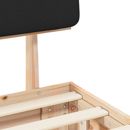 Bettgestell mit gepolstertem Kopfteil Schwarz 135 x 190 cm