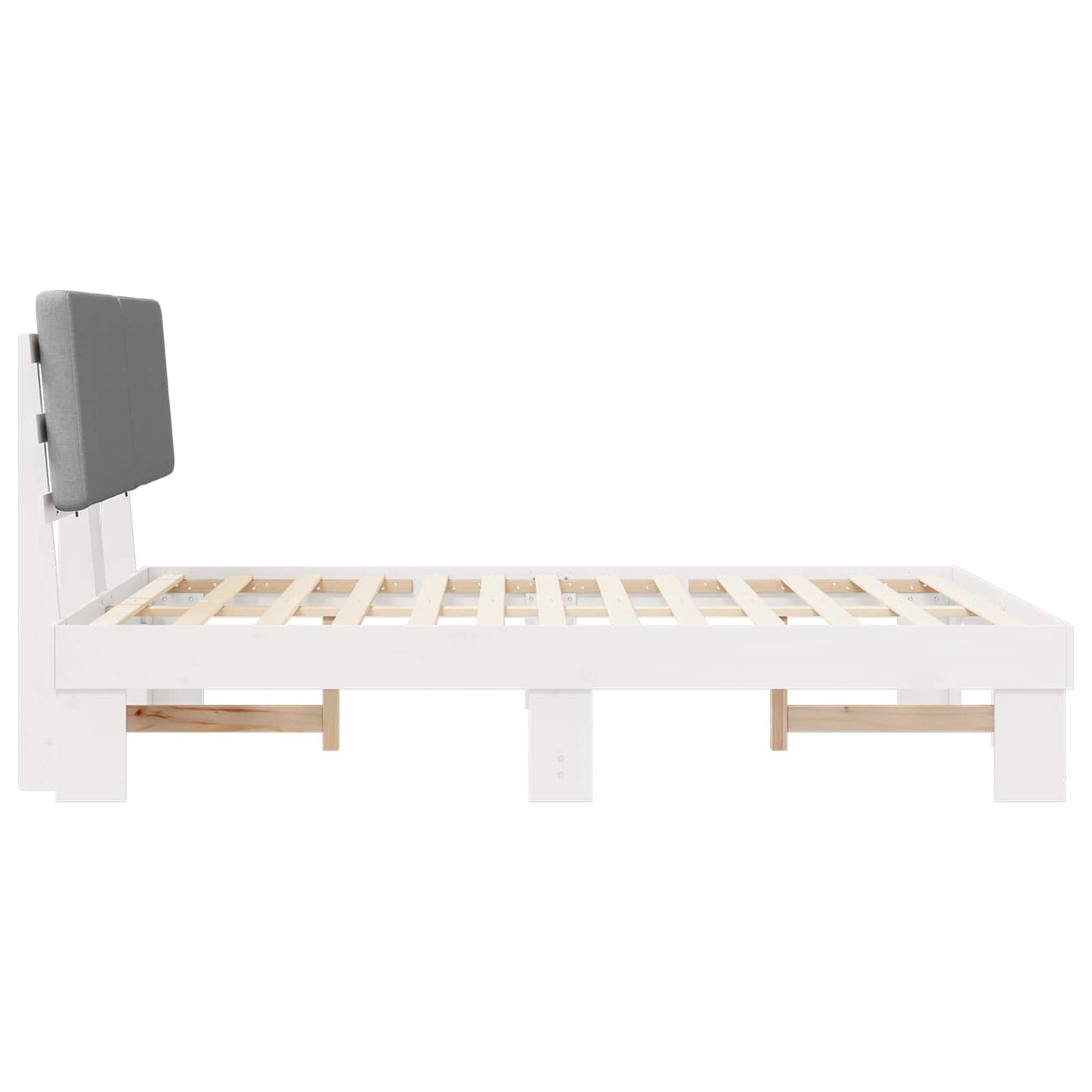 Bettgestell mit gepolstertem Kopfteil Hellgrau 135 x 190 cm