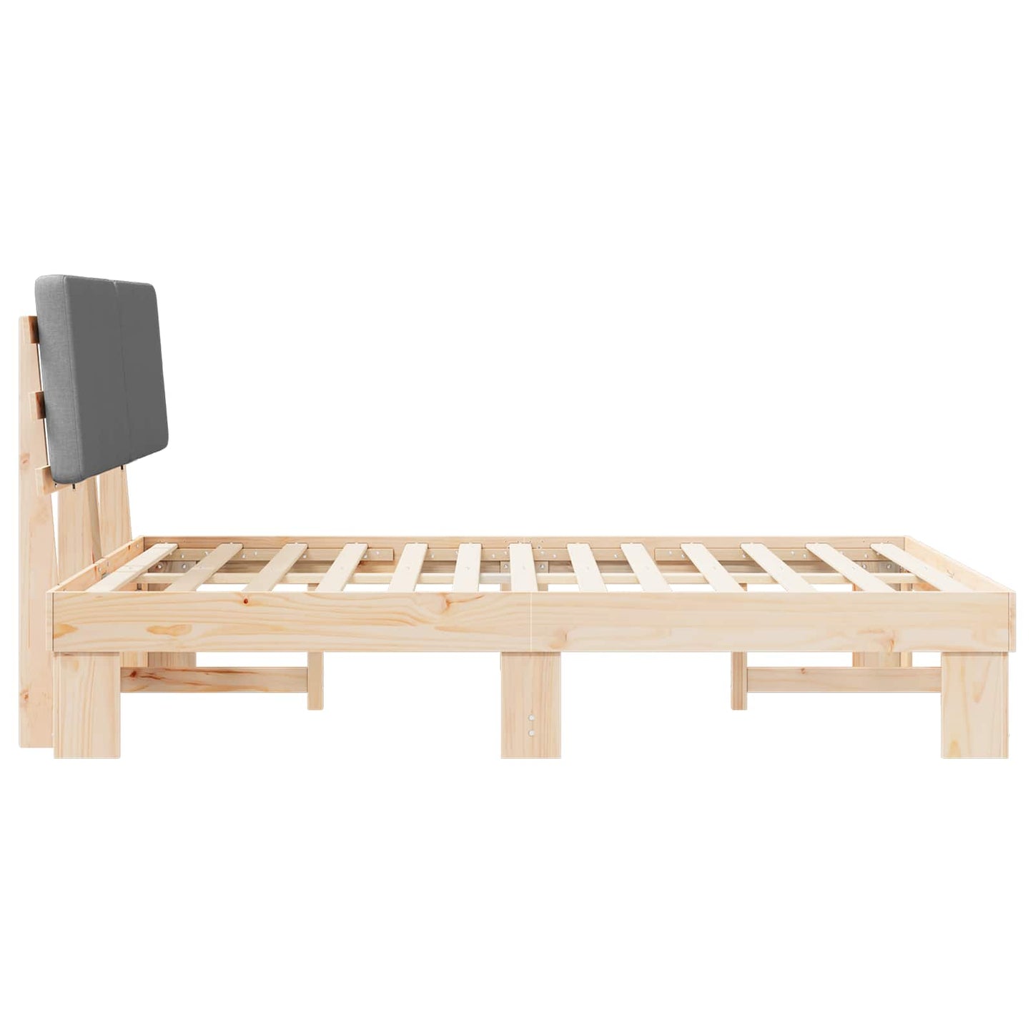 Bettgestell mit gepolstertem Kopfteil Hellgrau 120 x 190 cm