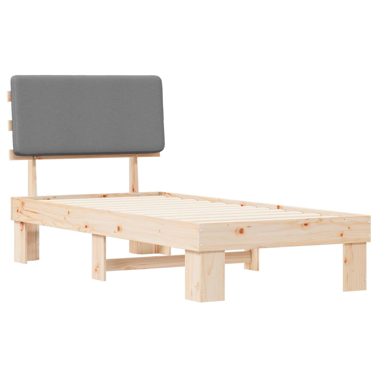 Bettgestell mit gepolstertem Kopfteil Hellgrau 100 x 200 cm