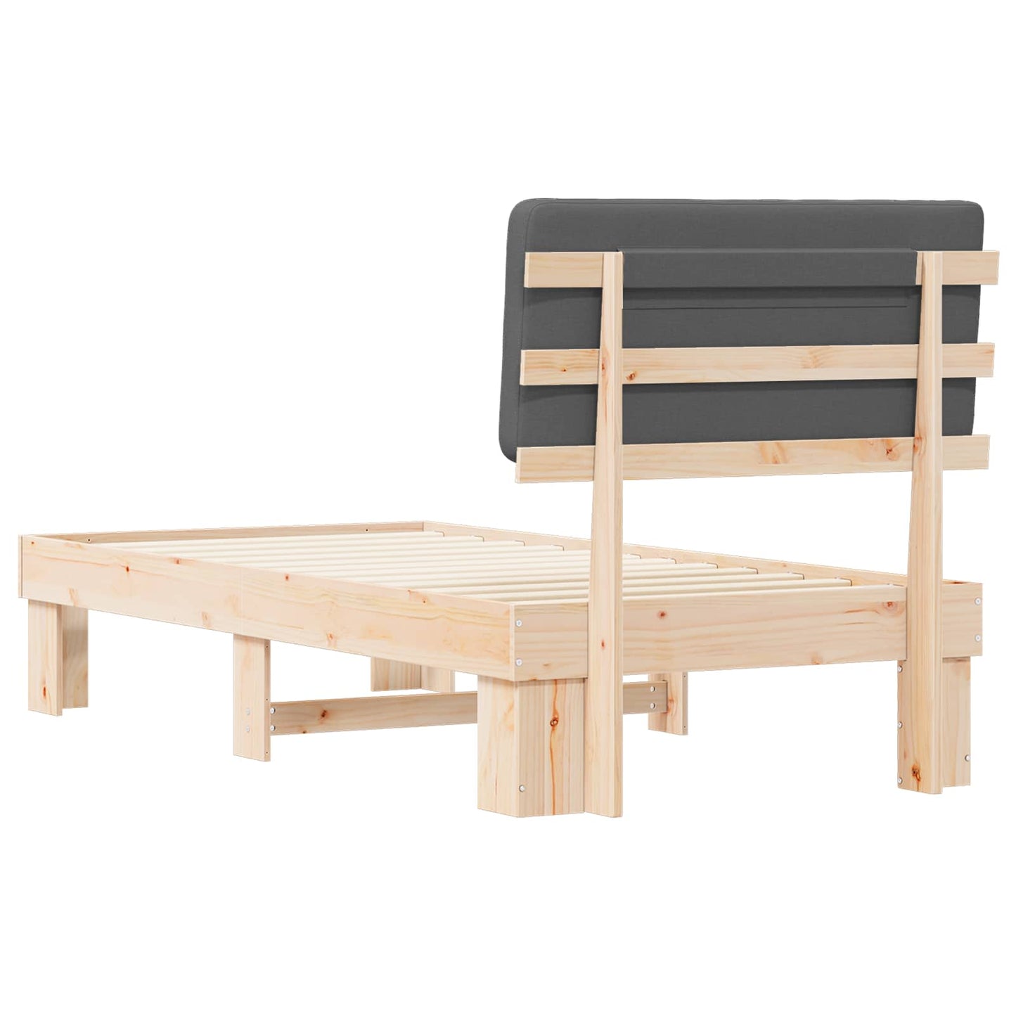 Bettgestell mit gepolstertem Kopfteil Dunkelgrau 100 x 200 cm