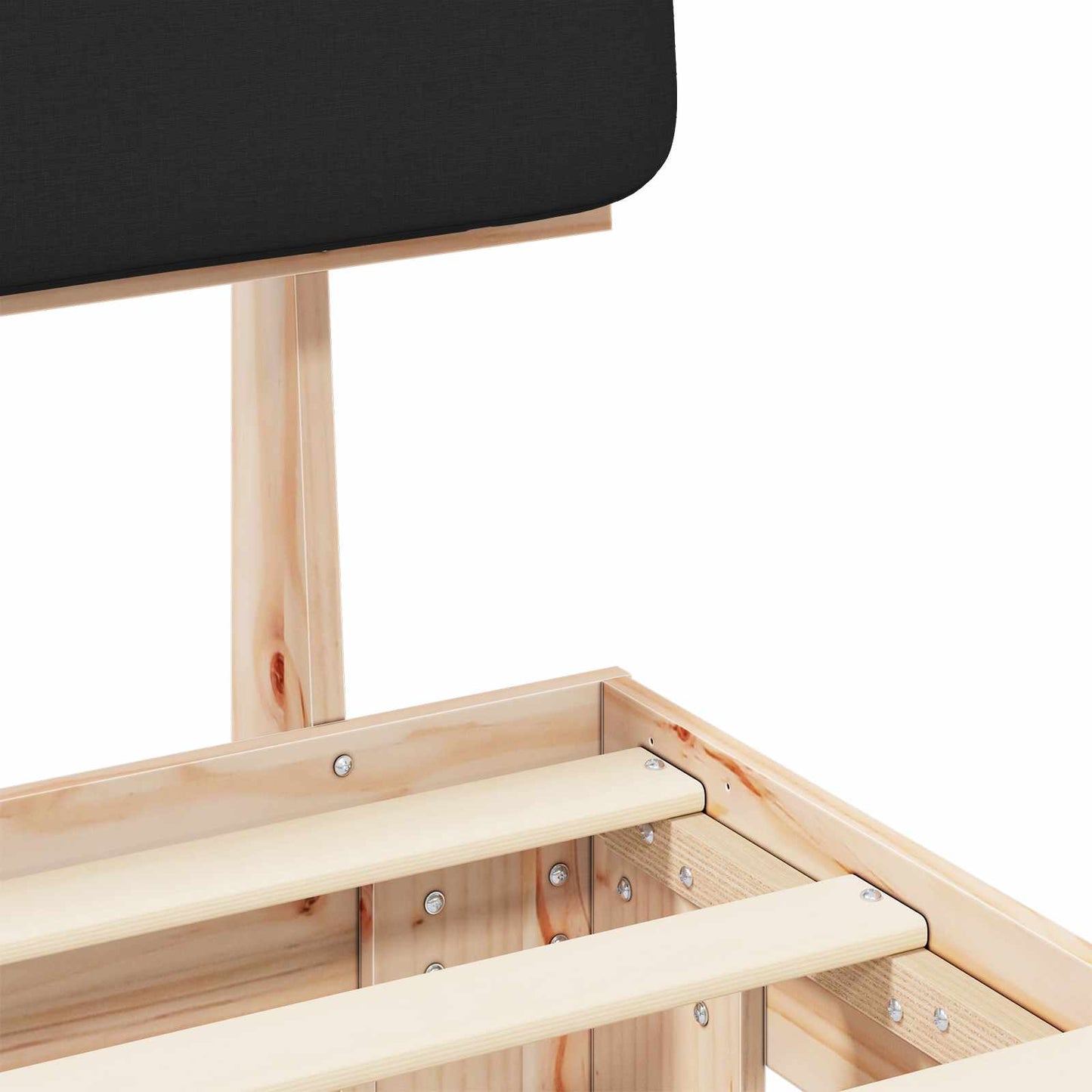 Bettgestell mit gepolstertem Kopfteil Schwarz 90 x 200 cm