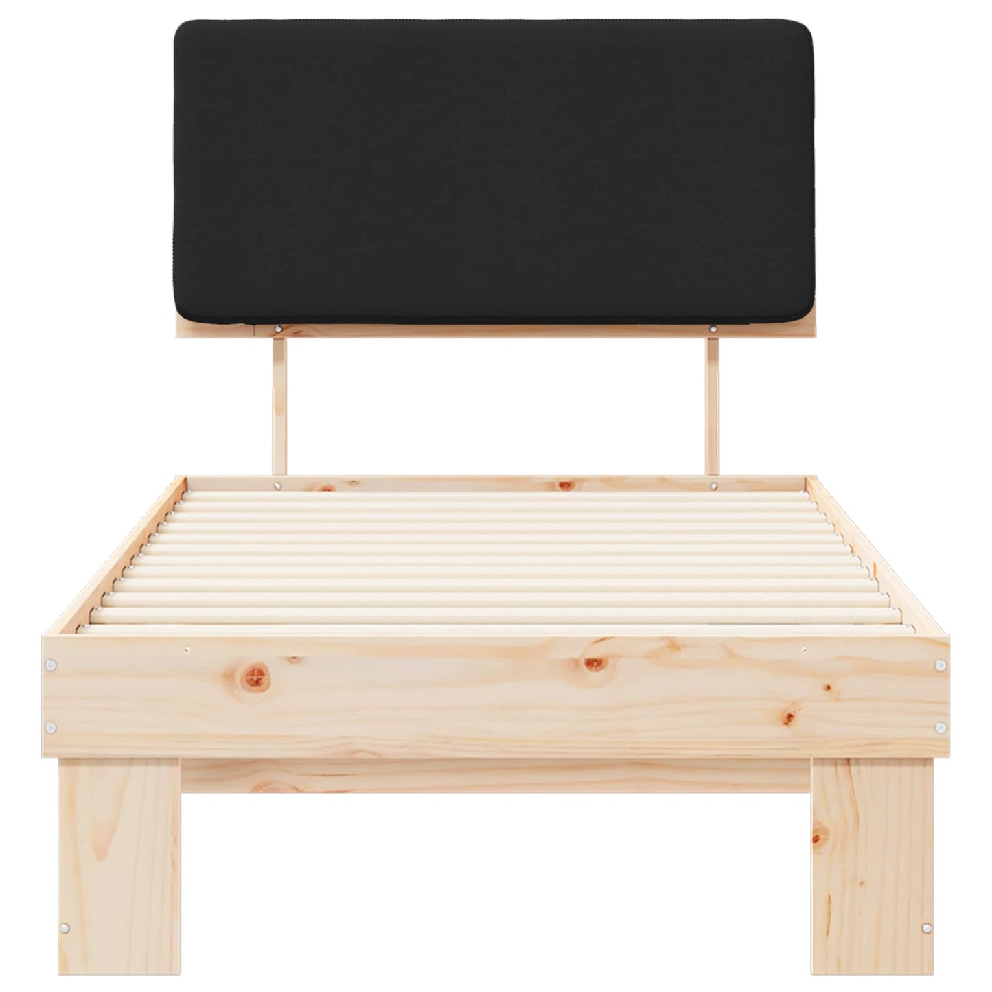 Bettgestell mit gepolstertem Kopfteil Schwarz 90 x 200 cm