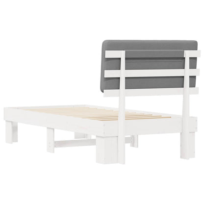 Bettgestell mit gepolstertem Kopfteil Hellgrau 90 x 200 cm