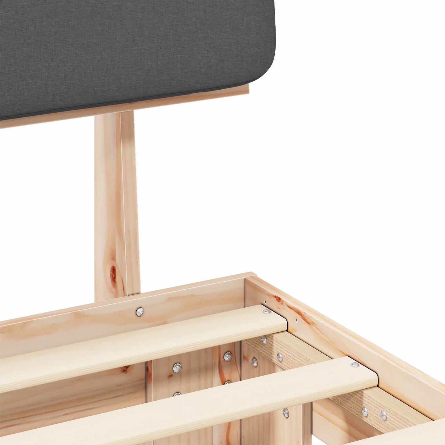 Bettgestell mit gepolstertem Kopfteil Dunkelgrau 75 x 190 cm