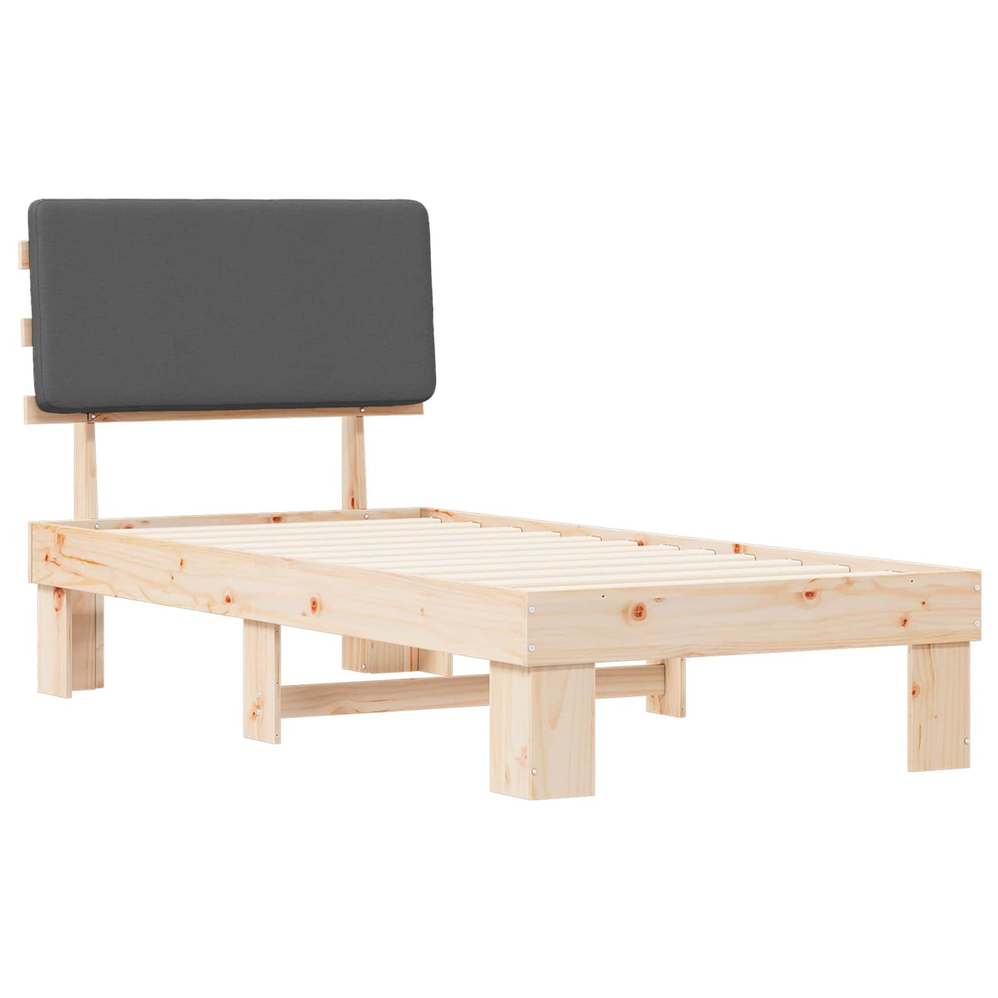 Bettgestell mit gepolstertem Kopfteil Dunkelgrau 75 x 190 cm