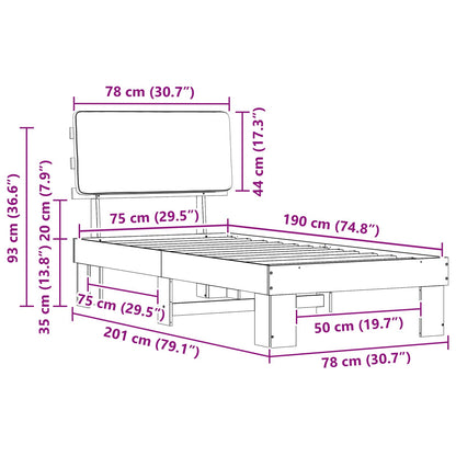 Bettgestell mit gepolstertem Kopfteil Dunkelgrau 75 x 190 cm