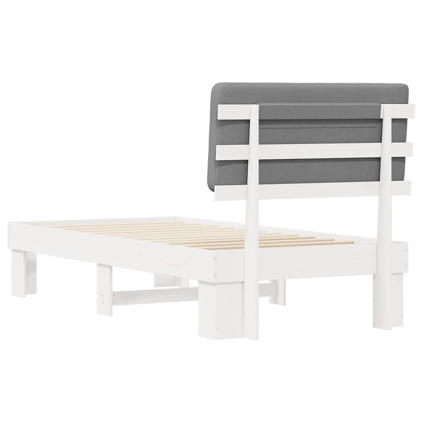 Bettgestell mit gepolstertem Kopfteil Hellgrau 75 x 190 cm