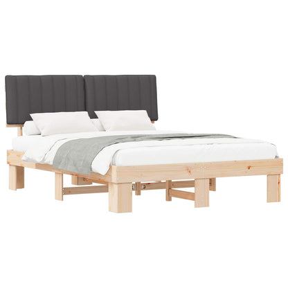 Bettgestell mit gepolstertem Kopfteil Dunkelgrau 160 x 200 cm