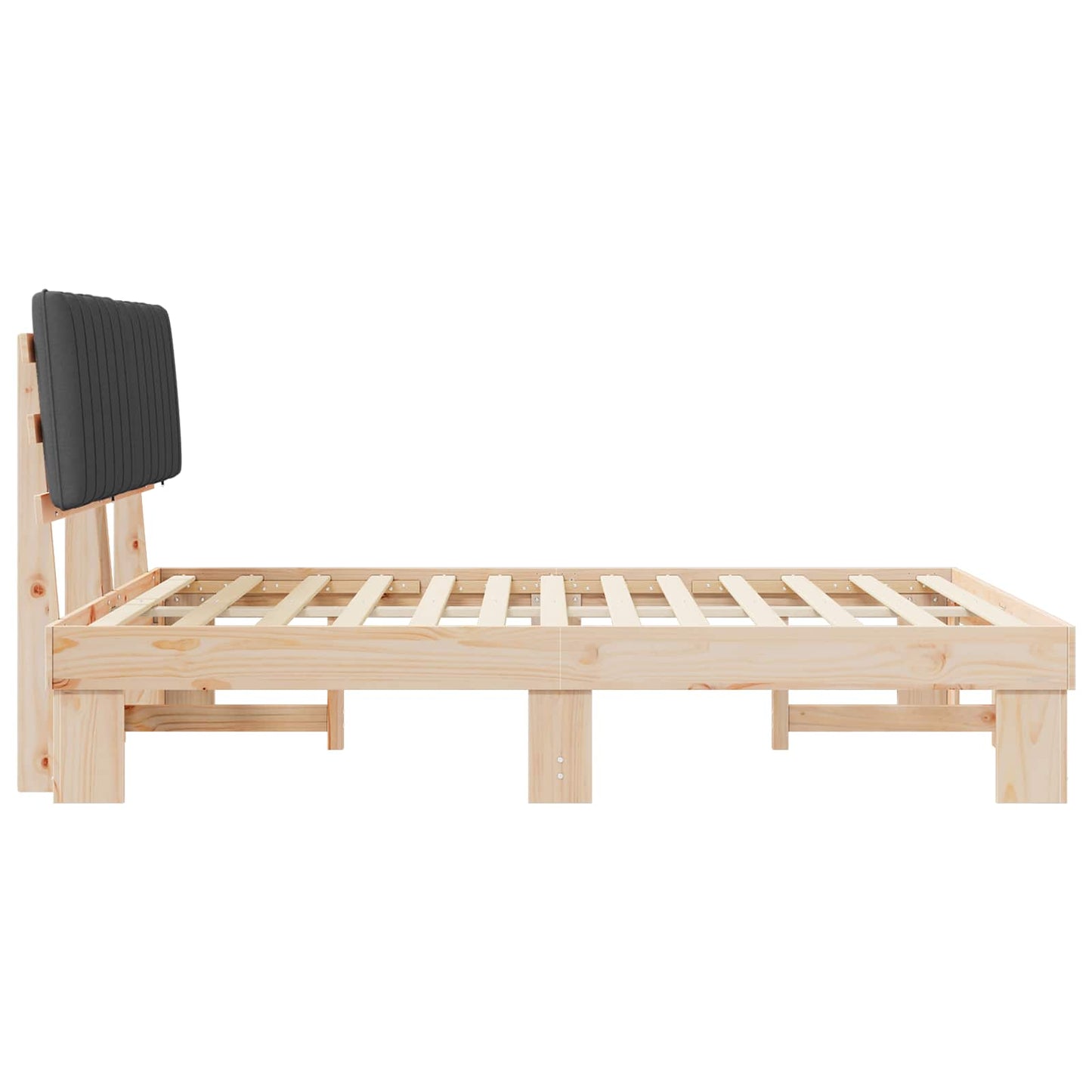 Bettgestell mit gepolstertem Kopfteil Dunkelgrau 160 x 200 cm