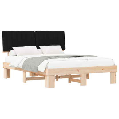 vidaXL Bettgestell mit gepolstertem Kopfteil Schwarz 160 x 200 cm