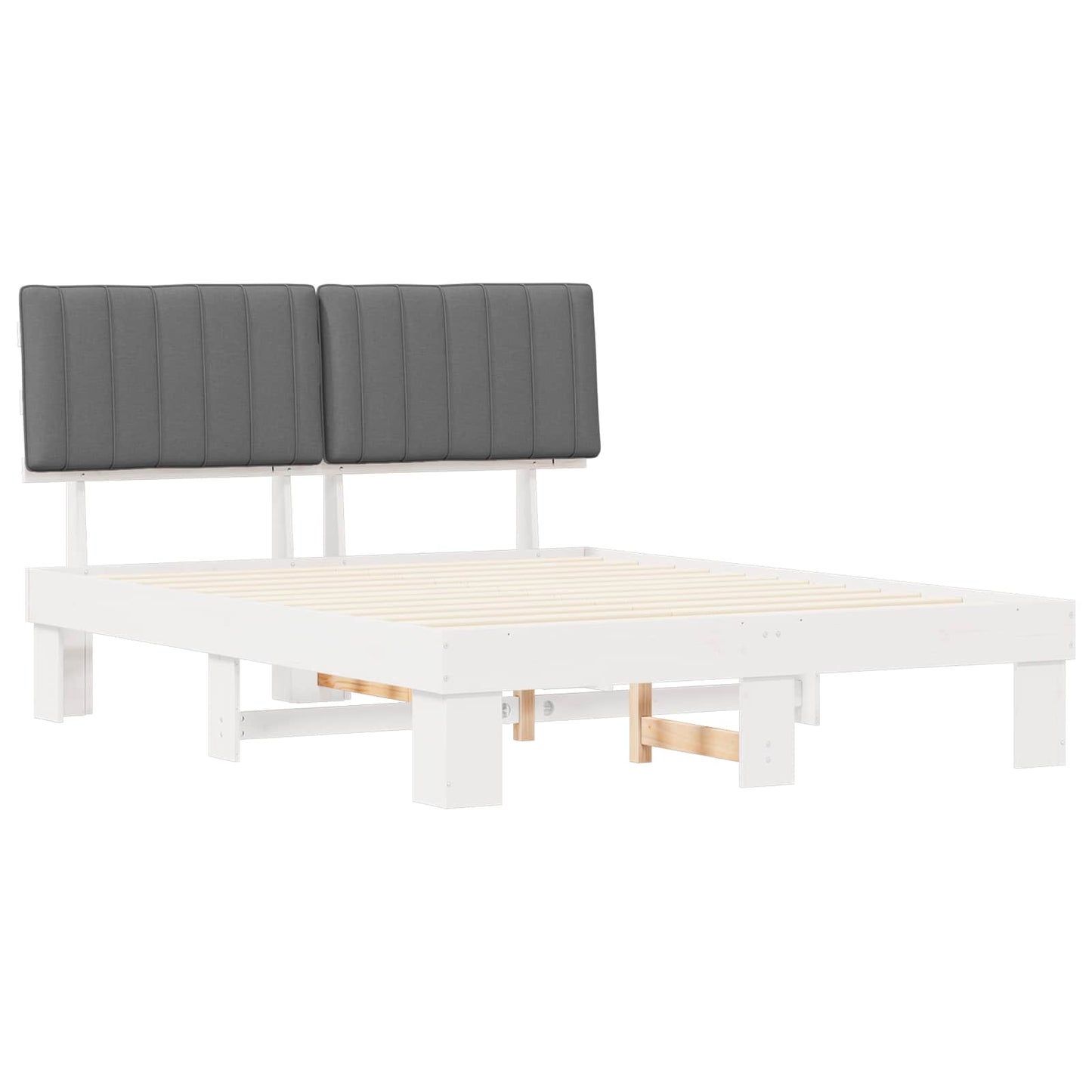 vidaXL Bettgestell mit gepolstertem Kopfteil Hellgrau 160 x 200 cm