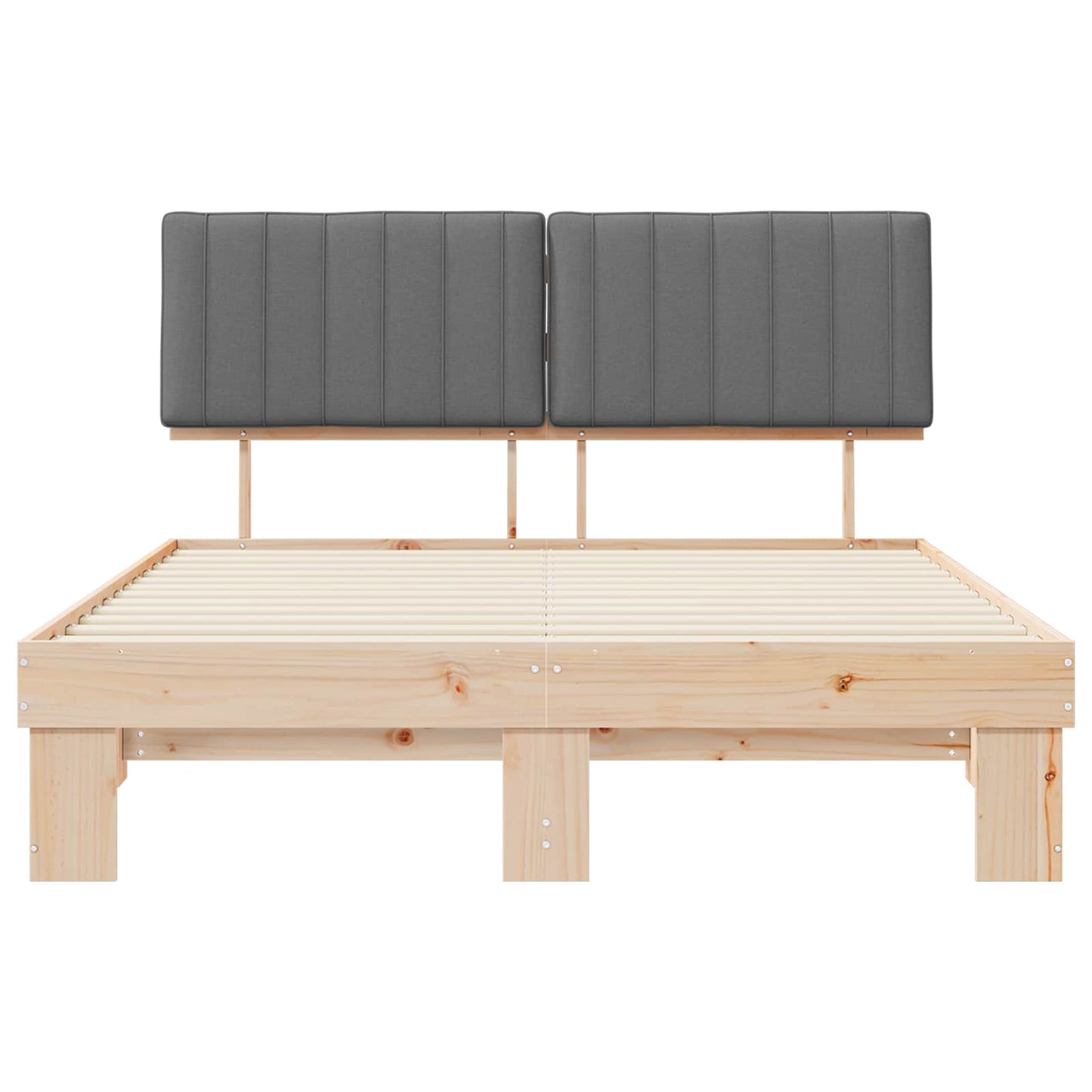 Bettgestell mit gepolstertem Kopfteil Hellgrau 150 x 200 cm