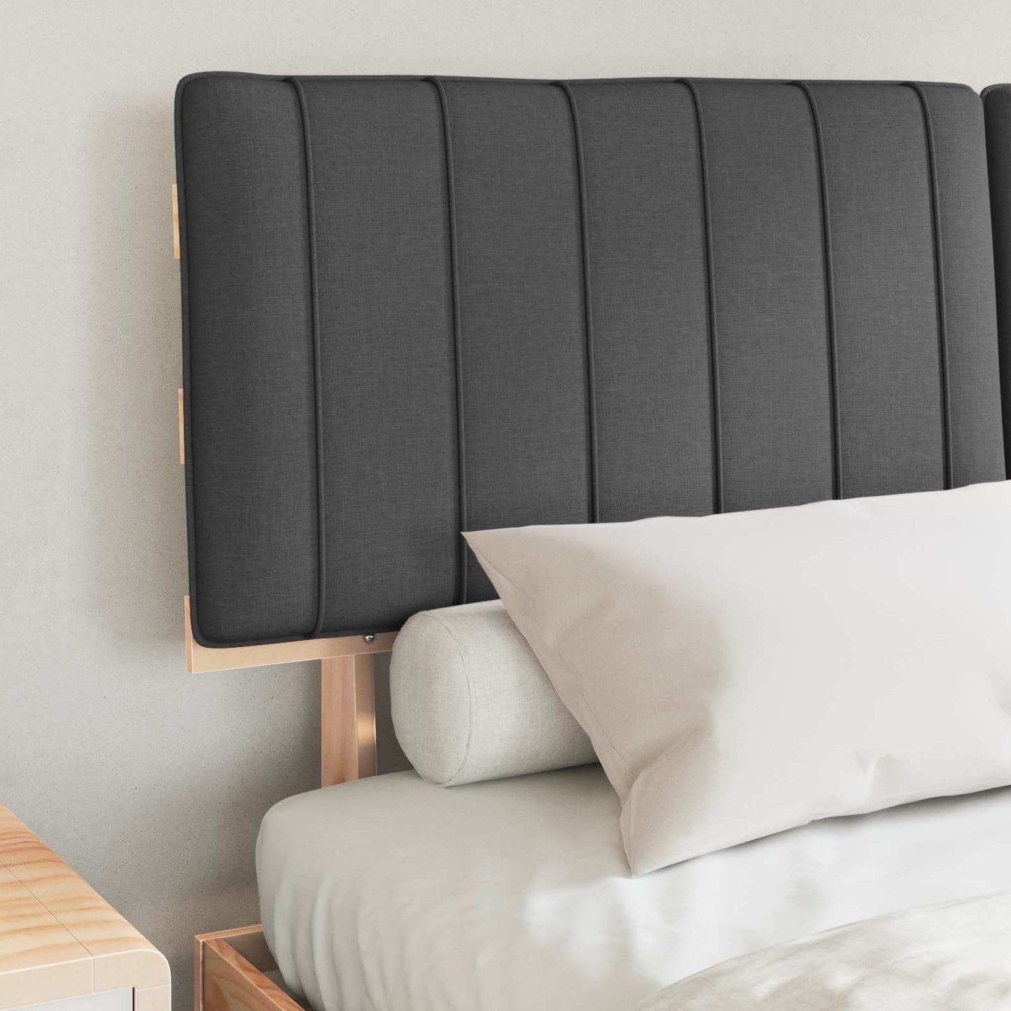 vidaXL Bettgestell mit gepolstertem Kopfteil Dunkelgrau 150 x 200 cm