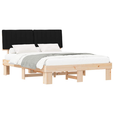 vidaXL Bettgestell mit gepolstertem Kopfteil Schwarz 150 x 200 cm