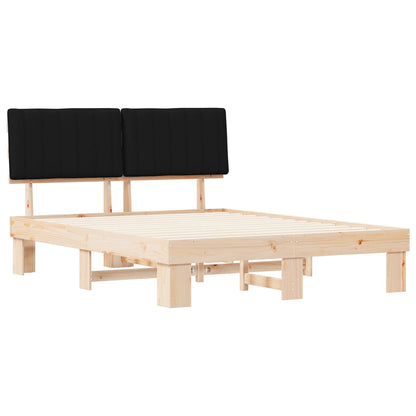 vidaXL Bettgestell mit gepolstertem Kopfteil Schwarz 150 x 200 cm