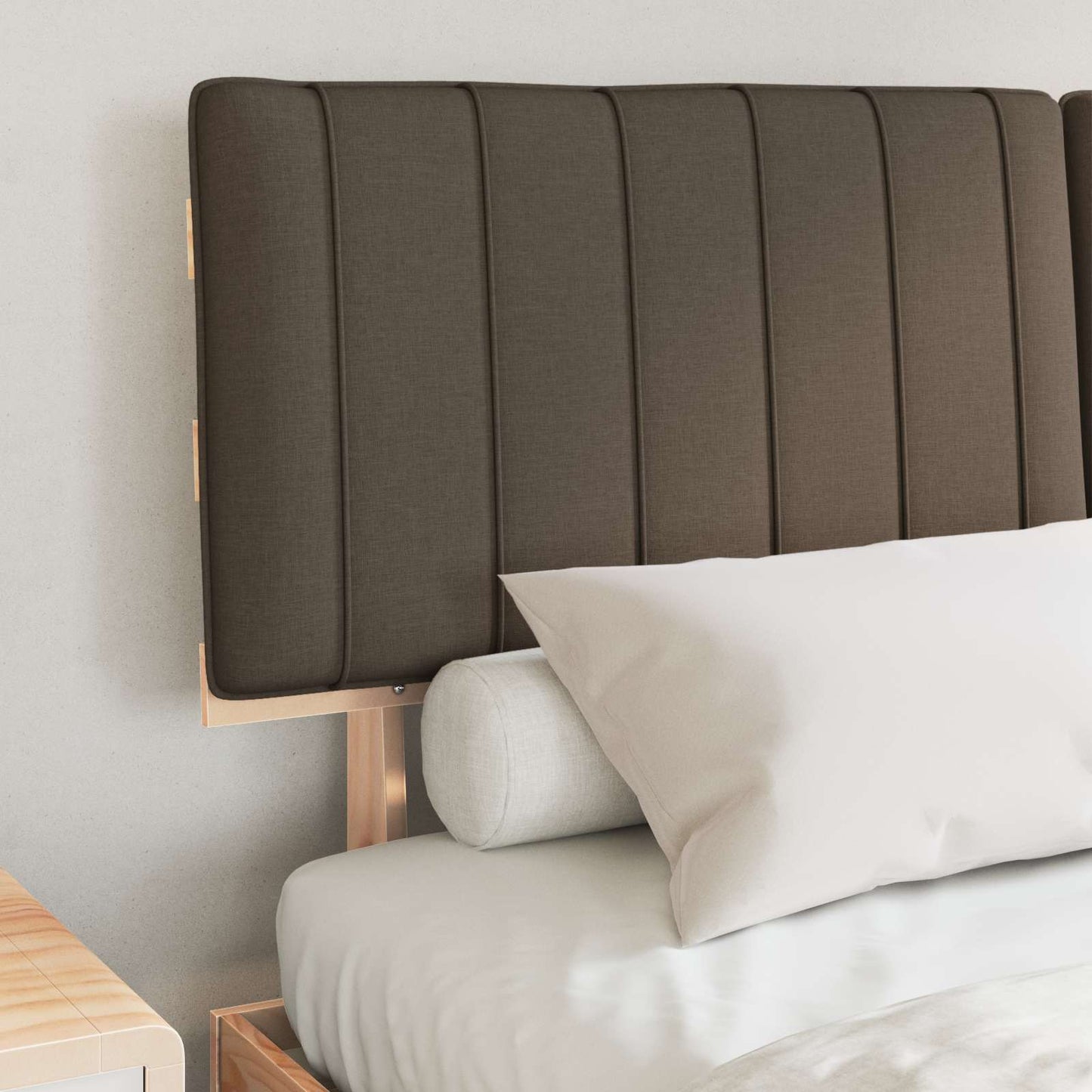 vidaXL Bettgestell mit gepolstertem Kopfteil Taupe 150 x 200 cm