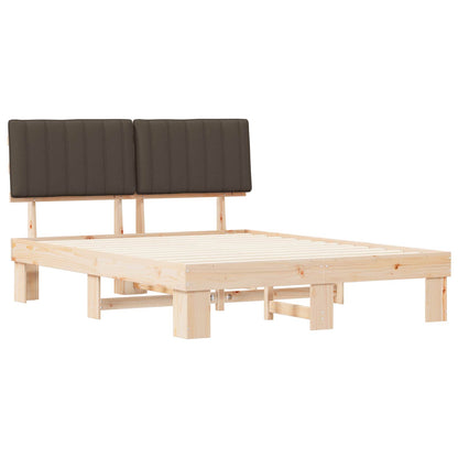vidaXL Bettgestell mit gepolstertem Kopfteil Taupe 150 x 200 cm