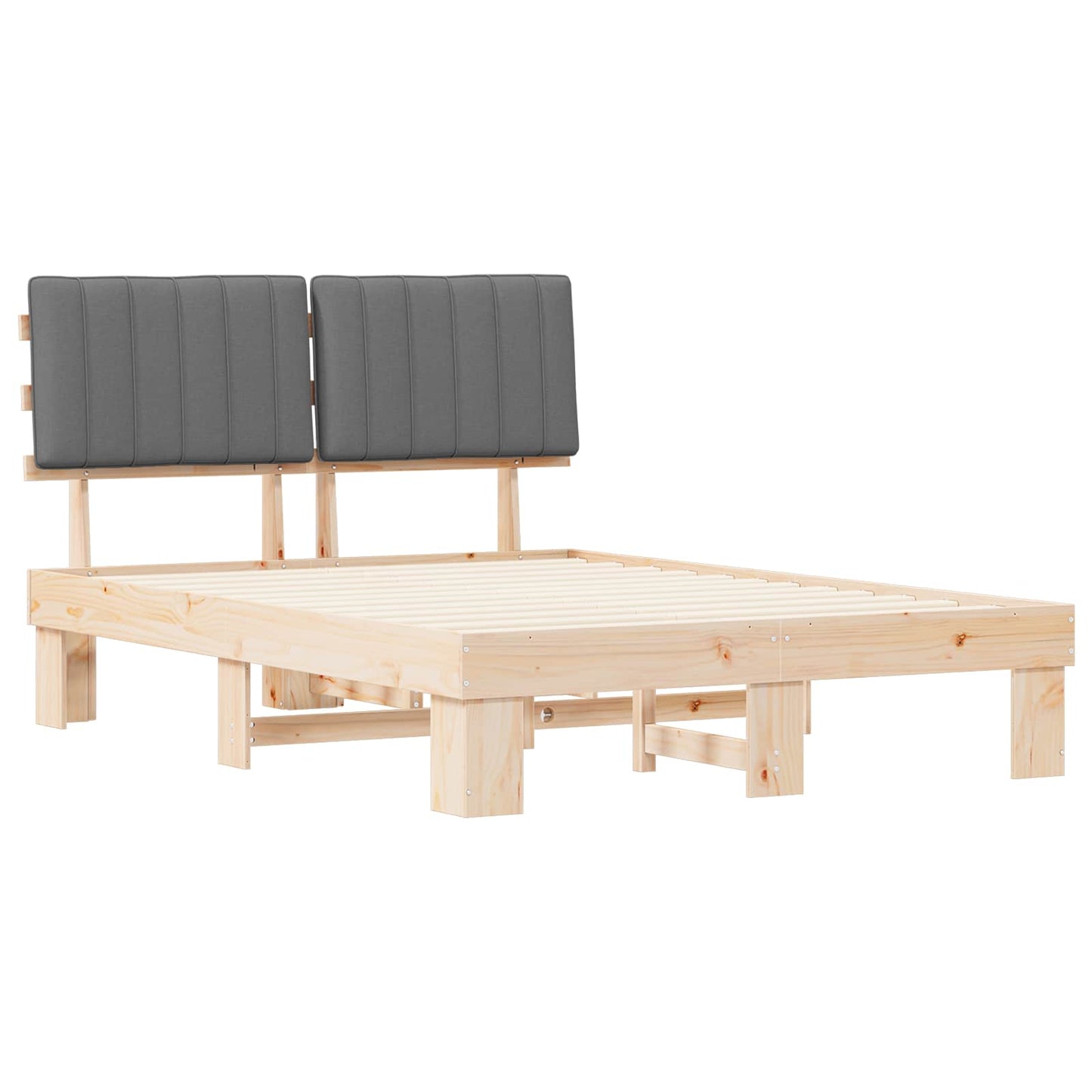 Bettgestell mit gepolstertem Kopfteil Hellgrau 140 x 200 cm